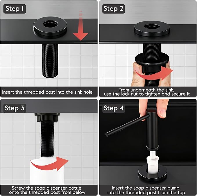 GAPPO Soap Dispenser for Kitchen Sink, Built in Sink Soap Dispenser, Matte - Image 7