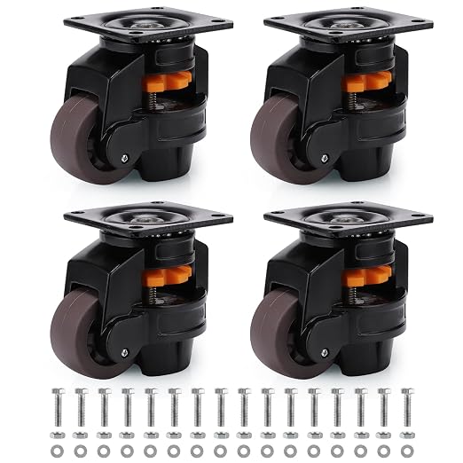 Skelang 4 Pcs Leveling Machine Caster, Retractable Plate Caster Wheel by Skelang