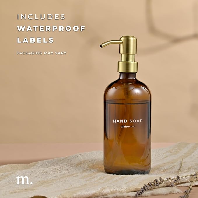 MaisoNovo Soap Dispenser 1-Piece Set | 16.9oz Amber Bottles - Image 6