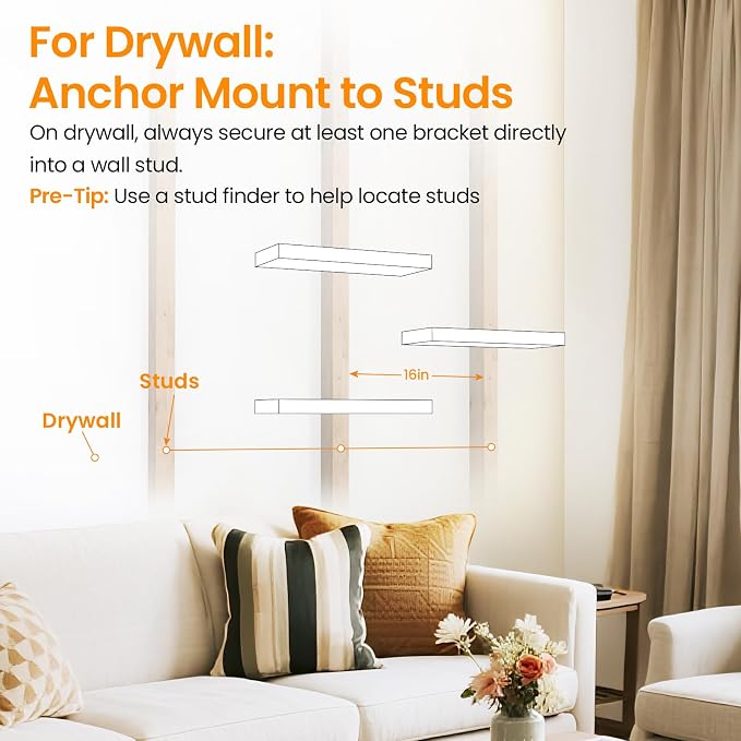 BAYKA Floating Shelves for Wall, 22.5 inches Wall Mounted Rustic Wood Shelves - Image 7
