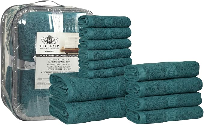 Hillfair 12-Piece 600 GSM Cotton Bath Towel Set - Image 3