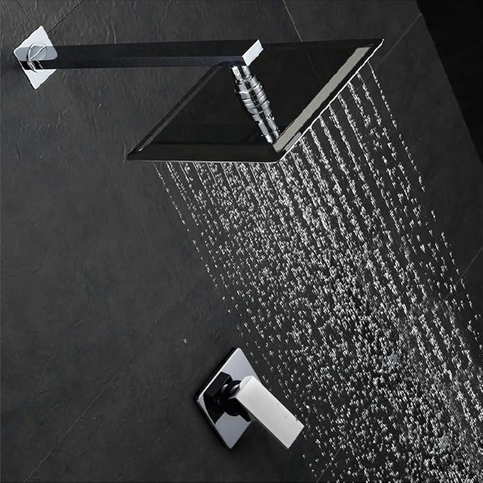 POP SANITARYWARE Shower Faucet Set Chrome Bathroom 10 Inch Rainfall Mixer - Image 3