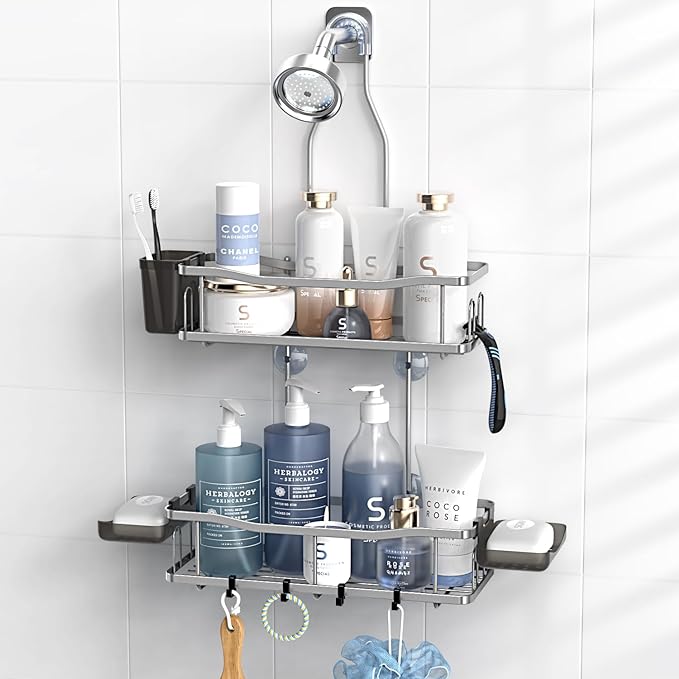 Hanging Shower Caddy Bathroom Organizer: Rustproof Shower Shelf Racks Over by Aitatty