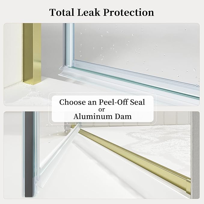 23.6-23.8" x 72" Frameless Hinged Shower Door, Single Swing Shower Panel - Image 6