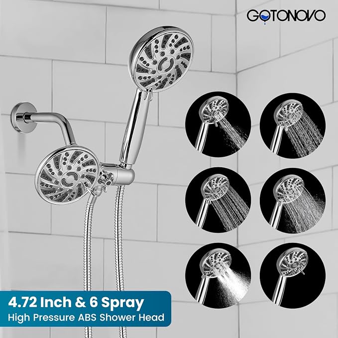 gotonovo Dual 2 in 1 Shower Head Kit High Pressure Combo System Shower Faucet 6 - Image 4