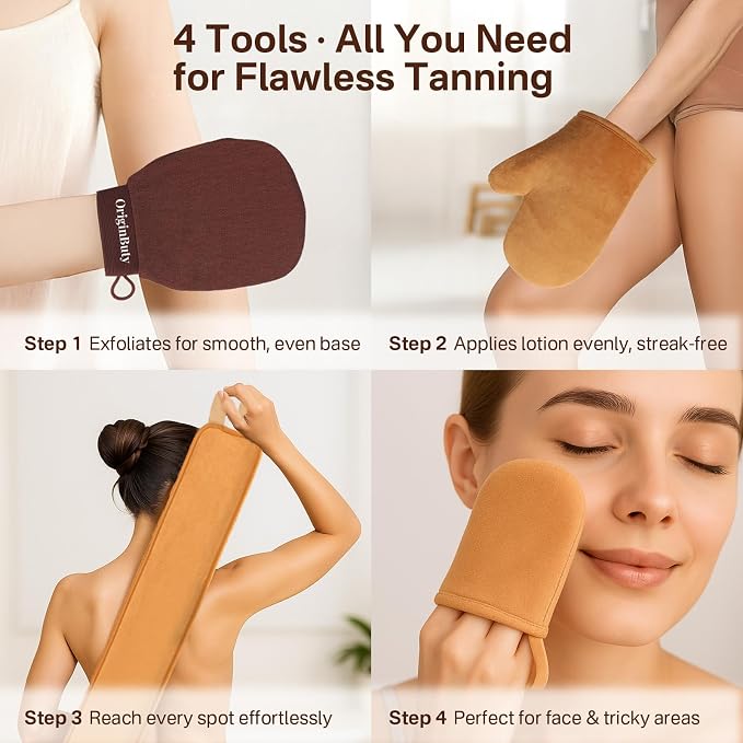 4 in 1 Self Tanning Mitts Self Tanner Mitt Applicator Kit, Self Tanning Mitt - Image 2