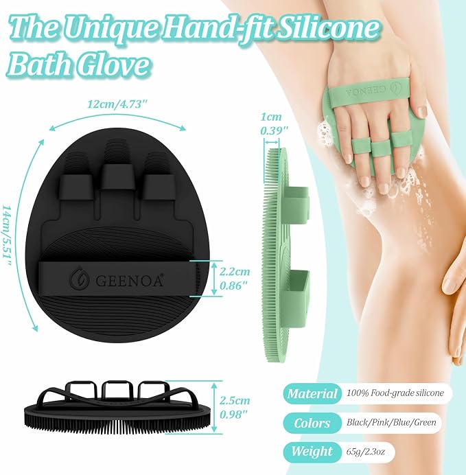 Soft Silicone Bath Gloves 2PC, 360° Anti-Slip & Enlarged Silicone Body Scrubber - Image 2