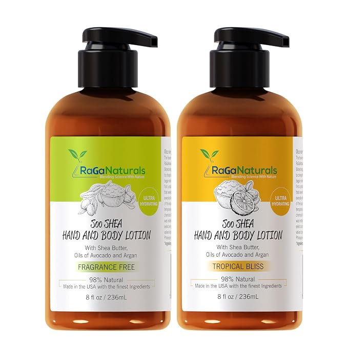 RaGaNaturals Fragrance Free and Tropical Bliss Body Lotion, Body Lotion by RaGaNaturals