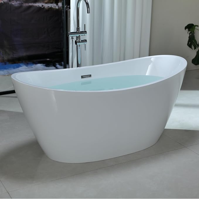 Empava Freestanding Bathtub, Flatbottom Acrylic Soaking Tub, Contemporary Stand by Empava