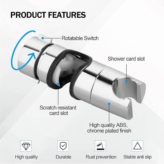 Adjustable Shower Head Holder for Slide Bar Universal 18-25MM O.D., Shower Head - Image 3