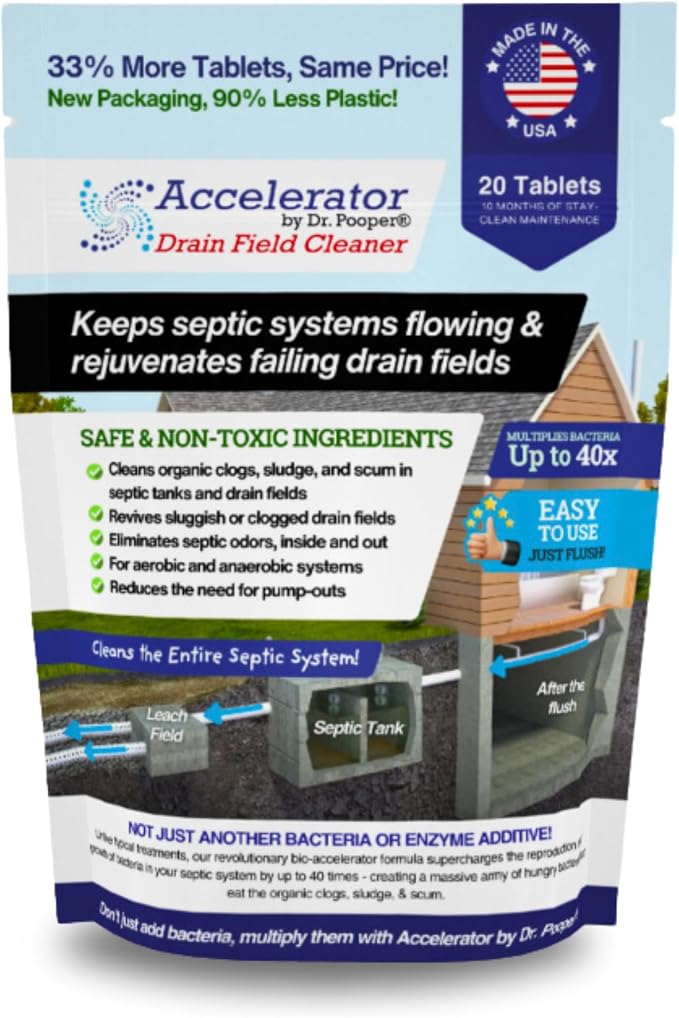Drain Field Cleaner Tablets by Dr Pooper. Clears Septic Tanks and Drain Fields by DrPooperSepticTreatments
