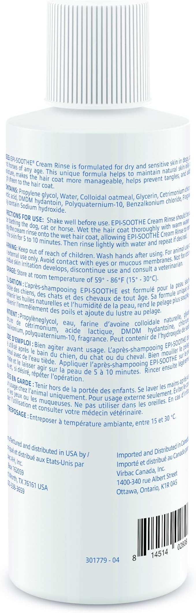 Virbac Epi-Soothe Cream Rinse Pet Conditioner - Image 2