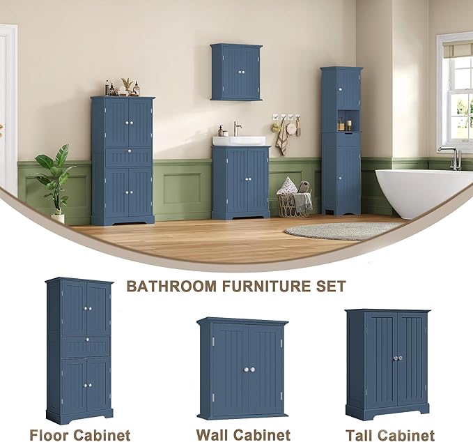 ChooChoo 51" H Tall Bathroom Floor Cabinet, Modern Bathroom Storage Cabinet - Image 5