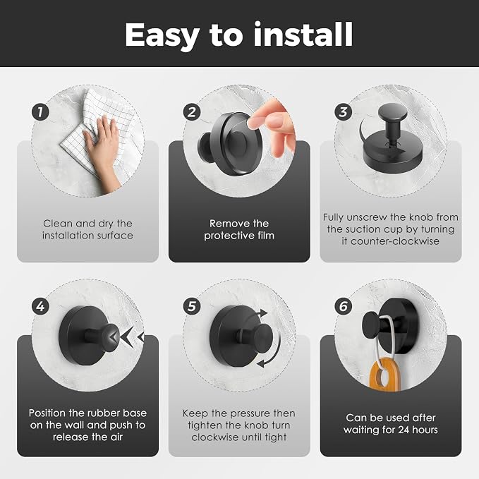 Shower Hooks for Inside Shower, Suction Cup Hooks for Glass Window, Removable - Image 5