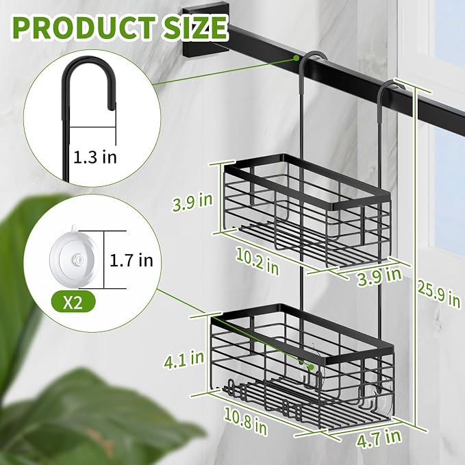 SHANSHUI Shower Hanging Caddy, Double Bathroom Showers Organizer Basket - Image 5