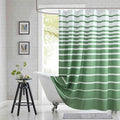 Extra Long Green Shower Curtain, Sage Green and White Stripe Waterproof by BESTRIPES