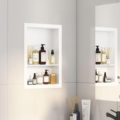 12x18 White Shower Niche for Shower Wall, Bathroom Medicine Cabinet Recessed by Mepplzian