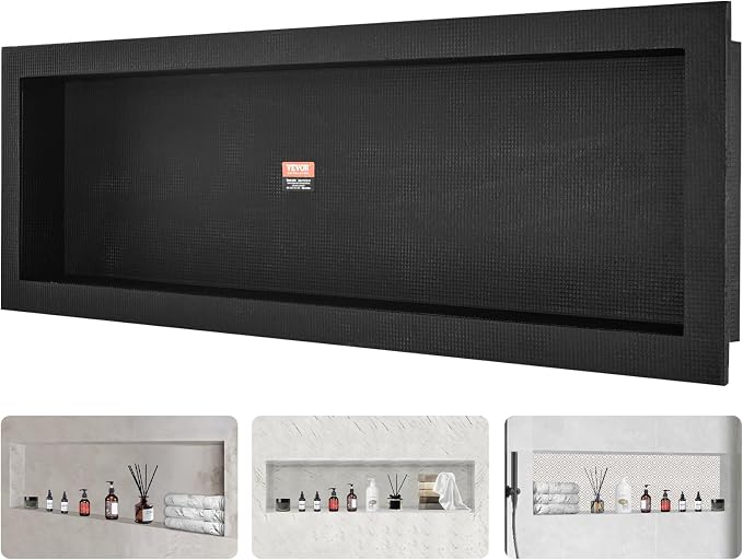 VEVOR Shower Niche Ready for Tile 16" x 50", Single Shelf Organizer, Square by VEVOR
