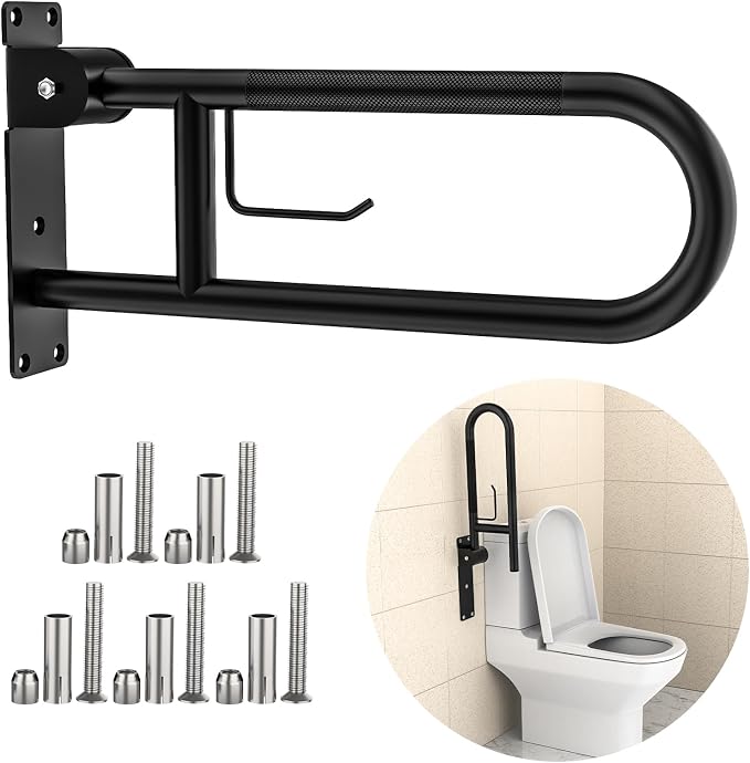 Toilet Grab Bar 22.4 Inch, YuanDe Flip Up Grab Bar by YuanDe