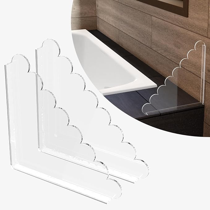 LUGUNU 2 Pack Acrylic Shower Splash Guards 9.4x9.4 In, No Drill Self-Adhesive by LUGUNU