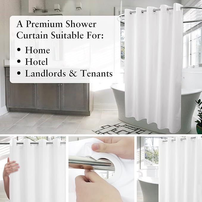 Extra Long No Hook Shower Curtain or Liner Soft Microfiber - Image 3