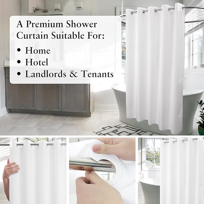 River Dream No Hook Long Shower Curtain or Liner Soft Microfiber - Image 3