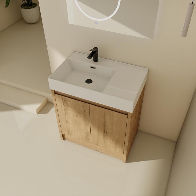 30 inch Bathroom Vanity with Sink, Single Resin Sink Freestanding Bathroom - Image 9