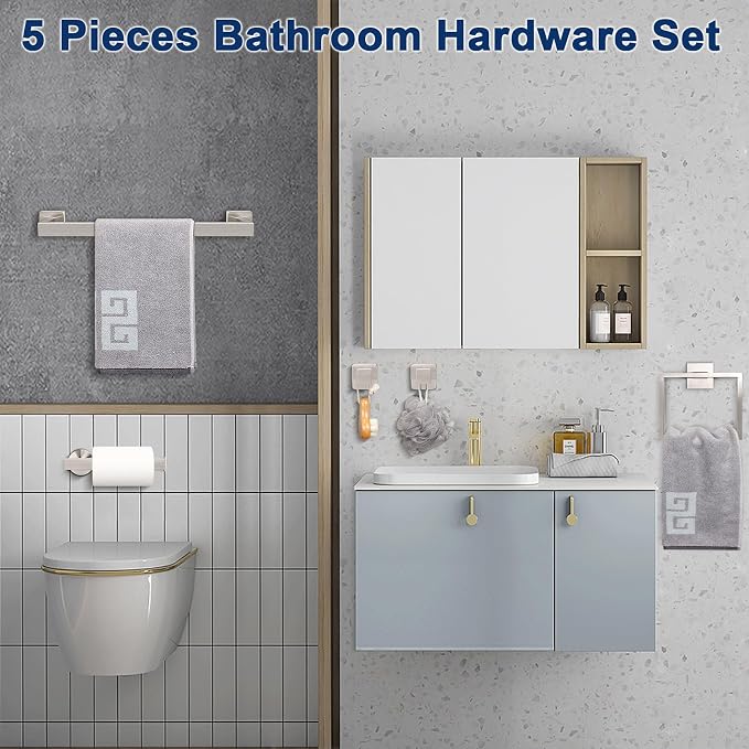 NearMoon 5 Pieces Bathroom Hardware Set 304 Stainless Steel - Image 3