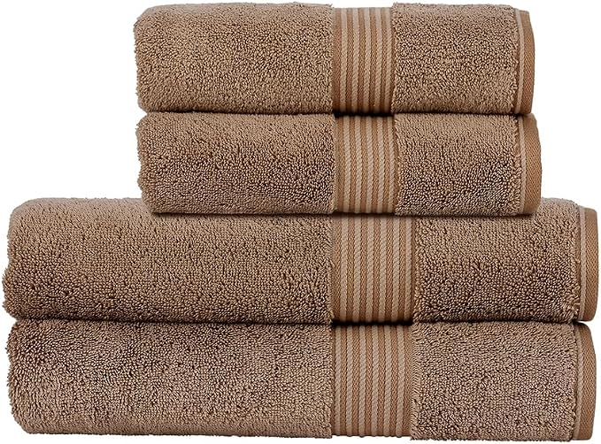 Christy Supreme Hygro 4 Piece Towel Set | Mocha | 100% Luxury Supima Cotton | by Christy