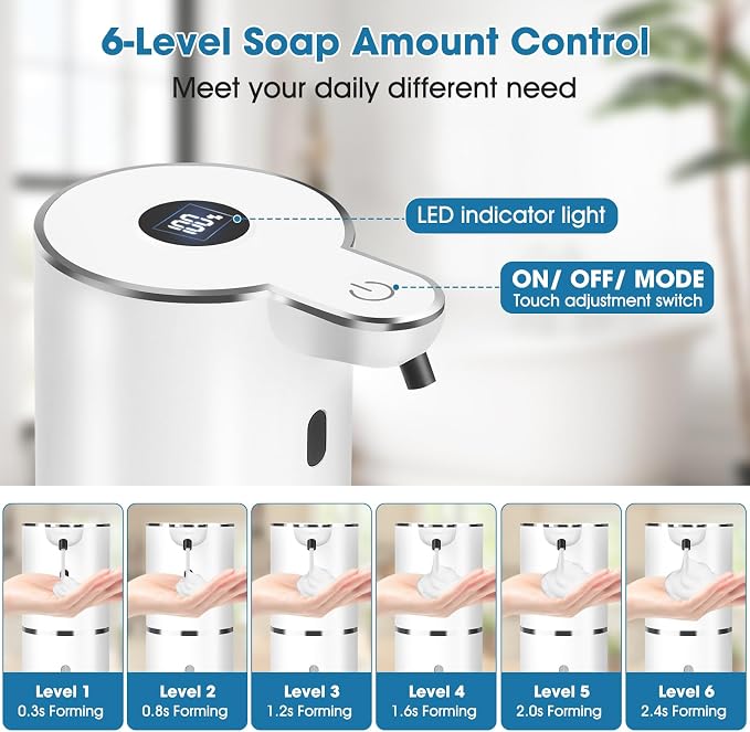 2 Pack Automatic Soap Dispenser, 12.8oz/380ml USB Rechargeable Touchless - Image 3