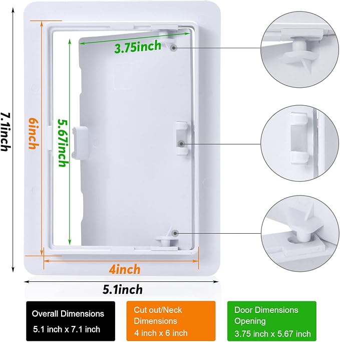 Plumbing Access Panel for Drywall 4 x 6 Inch Plastic Access Door Removable Wall - Image 2