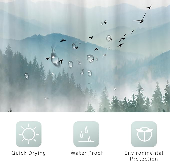 Riyidecor Green Mountain Shower Curtain，Stall Narrow Rv Small Nature - Image 6