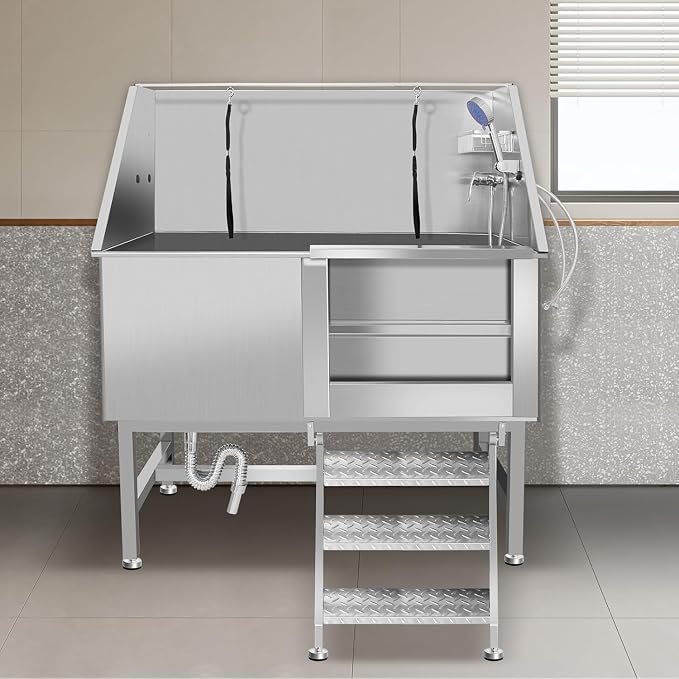 50 Inch Professional Dog Wash Station, Stainless Steel Dog Grooming Tub - Image 8