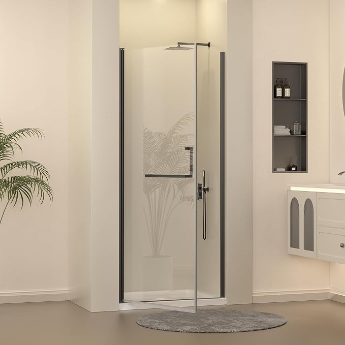 Frameless Pivot Shower Door 33-34" W x 72" H, Pivot Swing Shower Glass Door - Image 7