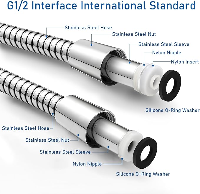 Shower Hose for Handheld Shower Heads, 72 inches Stainless Steel Shower Head - Image 3