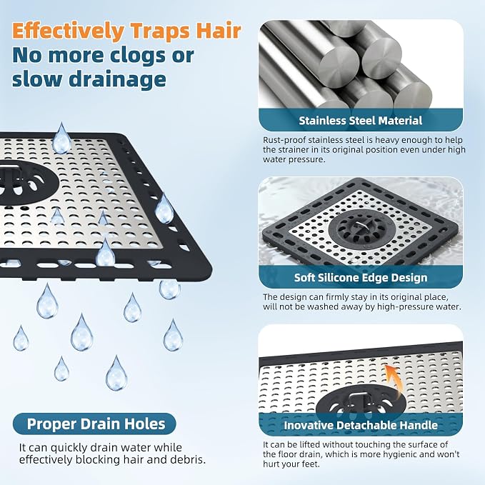Hibbent Upgraded Shower Drain Hair Catcher, Shower Drain Cover - Image 2