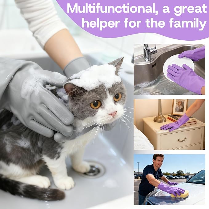 2-Pair Pet Hair Remover Glove for Dogs and Cats Washing, & Deshedding – - Image 4