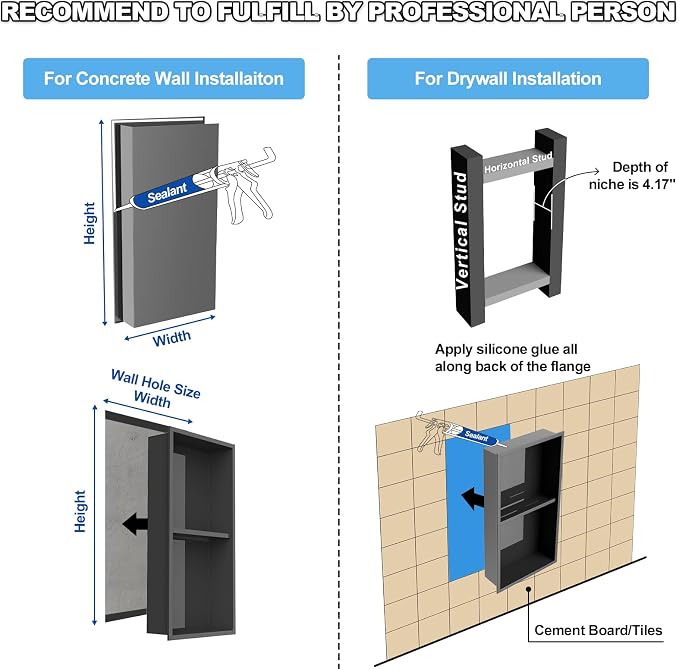 304 Stainless Steel Shower Niche Insert-24 x 12" No Tile Needed Bathroom Niche - Image 9