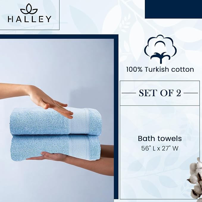 HALLEY Turkish Cotton Towels Bath Towels Super Soft Highly Absorbent 100% - Image 6