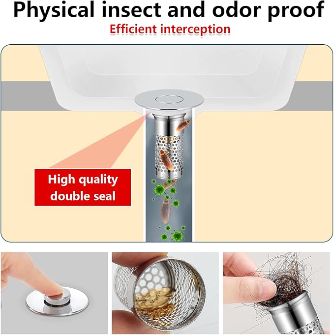 2Pack Bathroom Sink Stopper 1.06"-1.50", Universal Bathroom Sink Drain Pop Up - Image 6