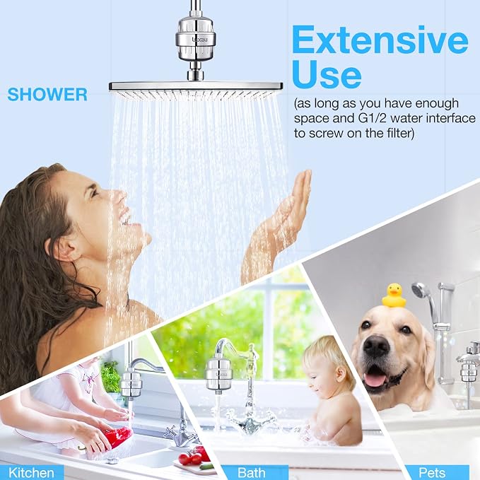 20 Stage Shower Filter w/ 3 Cartridge, Shower Head Filter, Improve Skin Hair - Image 5