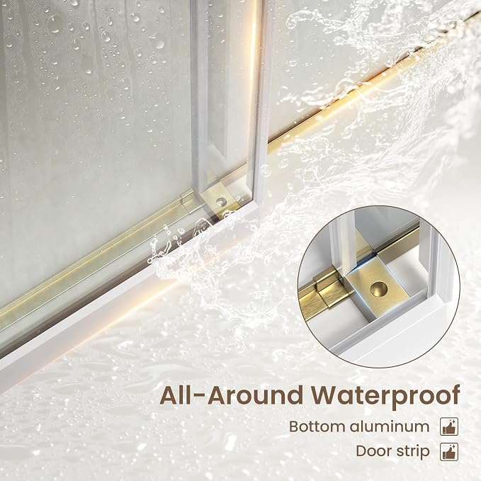 Bathbliss Glass Shower Door 56"-60" Wx76 H, Frameless Sliding Glass Door - Image 3