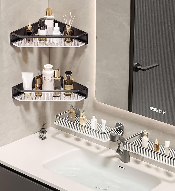 Corner Shower Caddy, 4 Pack Adhesive Bathroom Shelves，Acrylic Shower Shelf Rack - Image 4