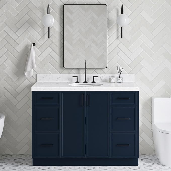 ARIEL Kelly 48 inch Bathroom Vanity Without Sink in Midnight Blue, Bathroom - Image 2