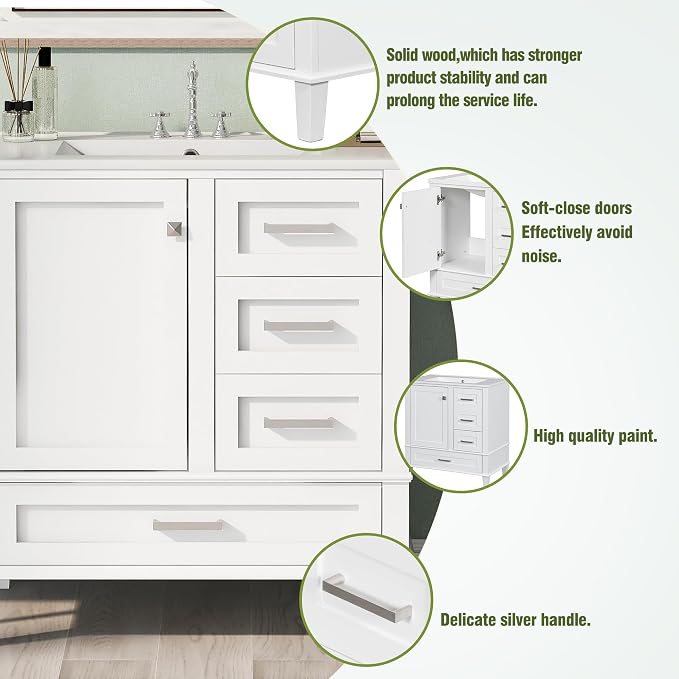 Bathroom Vanity Cabinet Sink 30”, Single Sink Top Combo Set - Image 4