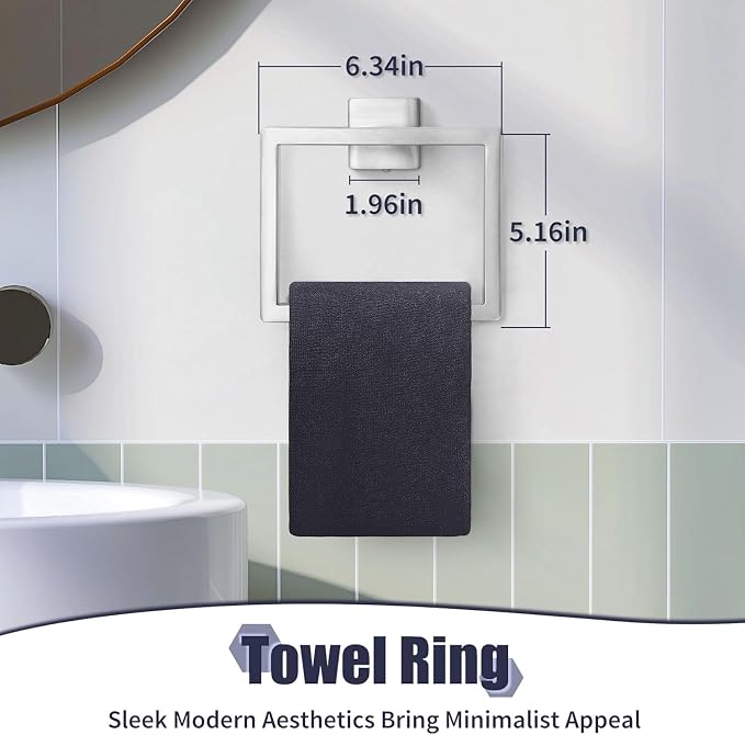 Bathroom Accessories Towel Bar Set: 20 Pieces Brushed Nickel Square Bathroom - Image 4