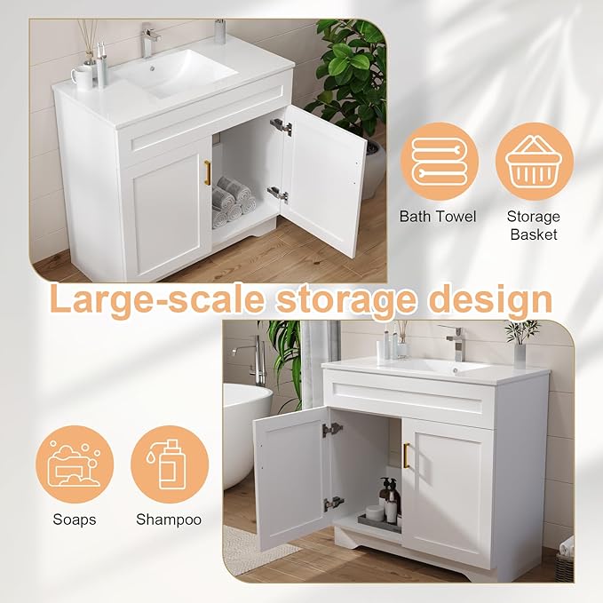 36 Inch Bathroom Vanities — Bathroom Sink Cabinet, Ceramic Sink, Household - Image 7