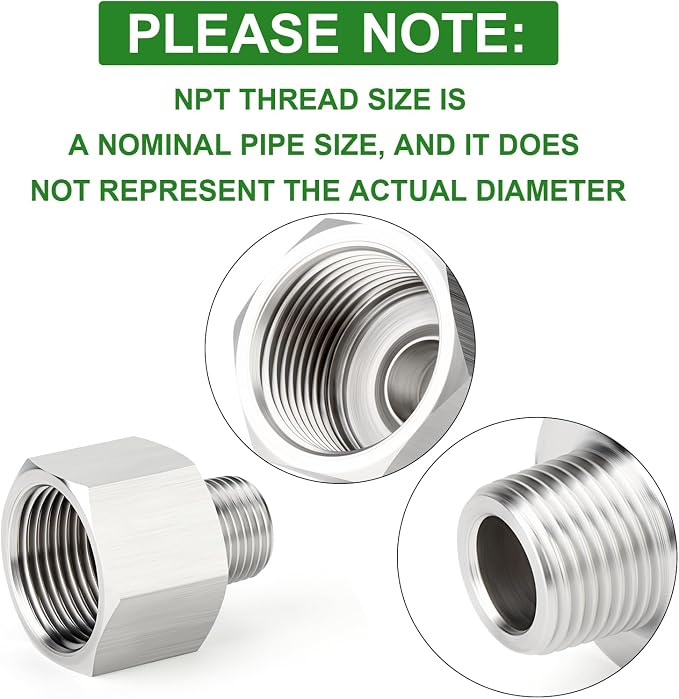 TAISHER 5PCS 304 Stainless Steel Pipe Fitting, 3/8" NPT Male x 3/4" NPT Female - Image 4