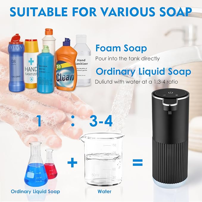 2 Pack Automatic Soap Dispenser Touchless, Rechargeable Foaming Hand Soap - Image 4