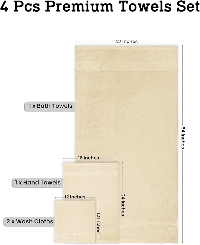 Casa Lino 100% Cotton Bath Towels Set of 4 - Image 3